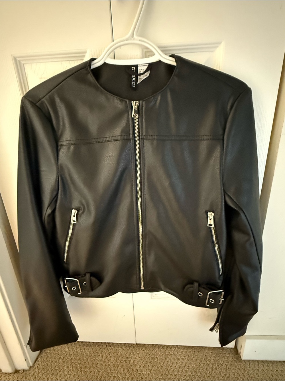 H&M Divided - Black Faux Leather Zip-Front Jacket